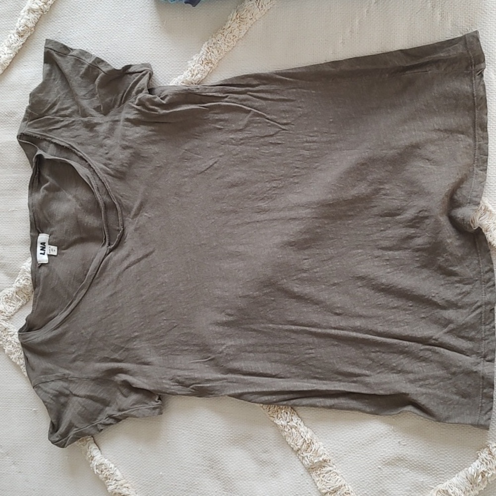 LNA Olive V-Neck Tee